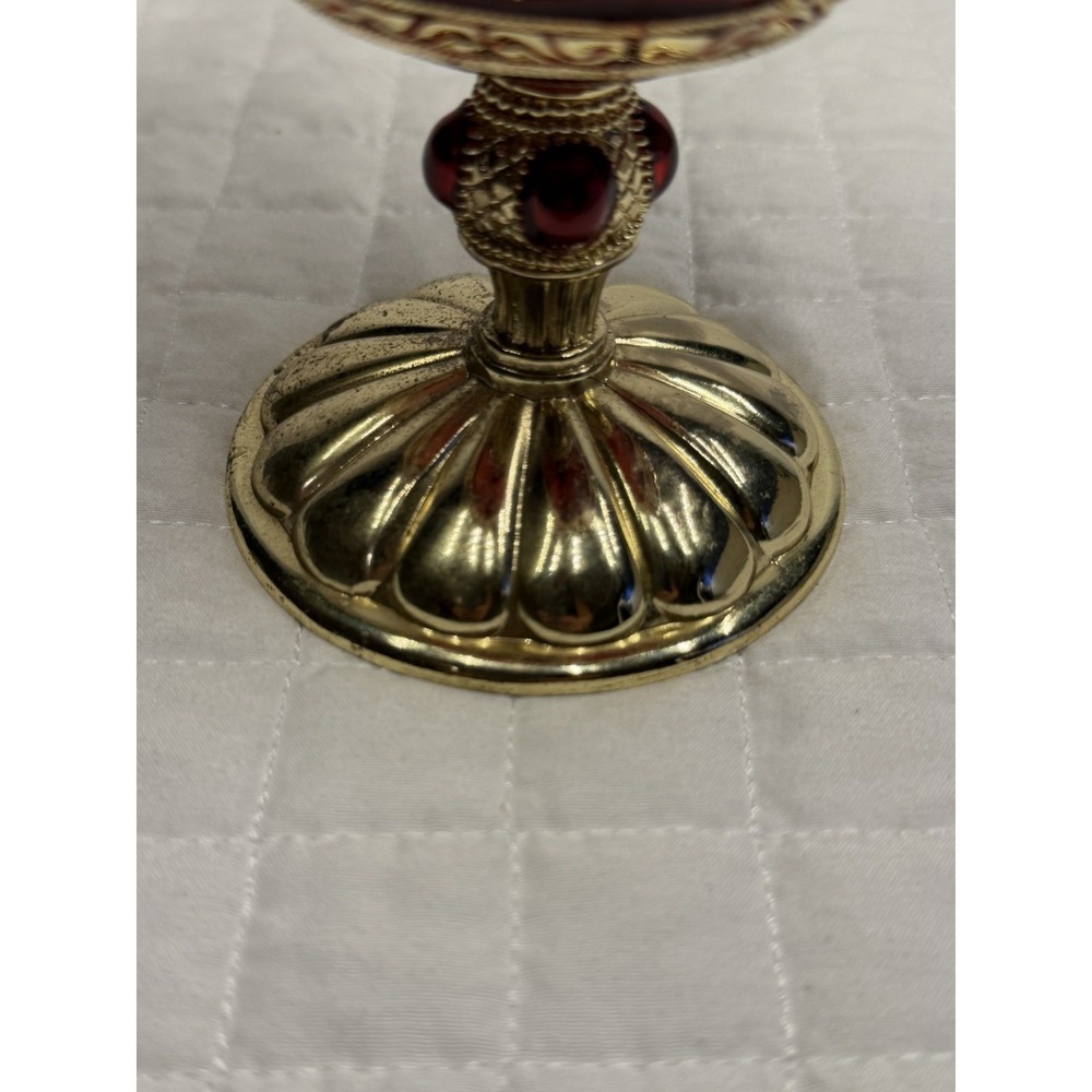 Red Jeweled Egg Music Box Hinged Trinket Box Rotating Ring Holder Enamel - Picture 6 of 11